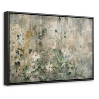 LEINWAND Bilder mit Rahmen - Blumen - Blätter - Abstrakt - Modern - 60x40 - Grau, Textil (60/40cm) - MuchoWow