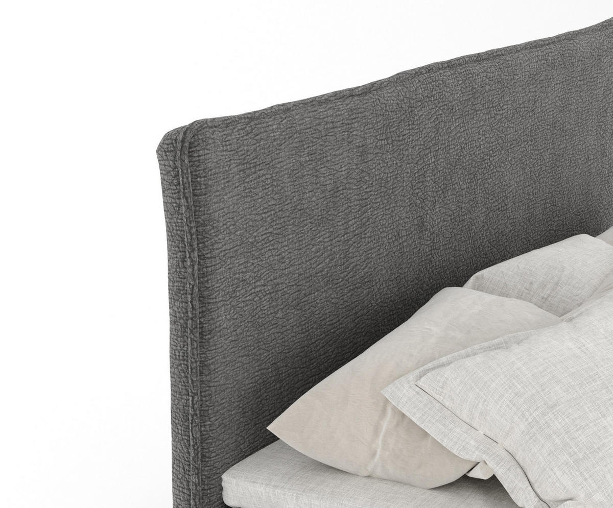 BOXBETT Peru Grau 180/200 cm im Chenille-Stoff - Schwarz/Grau, Holz/Holzwerkstoff (180/200cm) - Maison de Reve