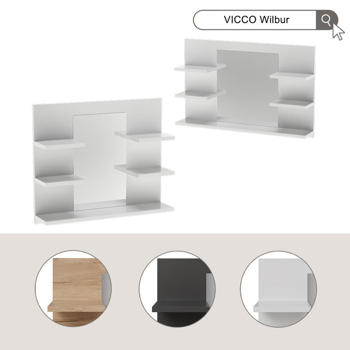 BADSPIEGELSCHRANK Wilbur Goldkraft Eiche 78 x 50 cm mit Regalen - Eiche Wotan, Holzwerkstoff (78/50/13.6cm) - Vicco