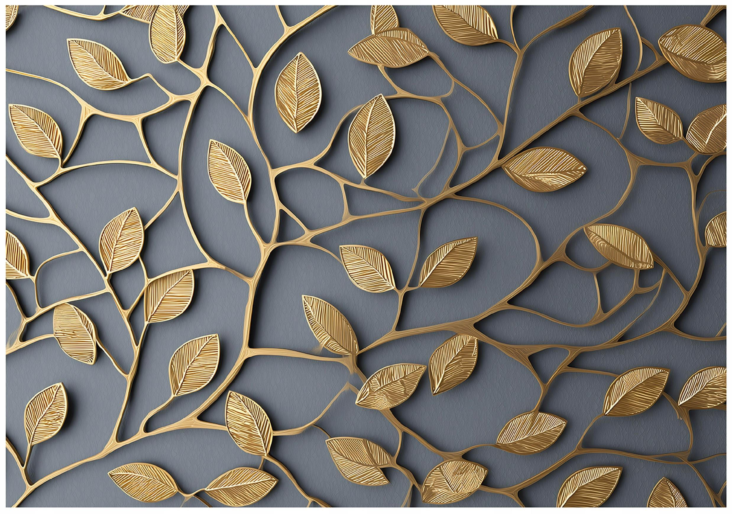 FOTOTAPETE Blätter 3D Grau 150x105 cm - Multicolor, Papier (150/105cm) - Wallarena