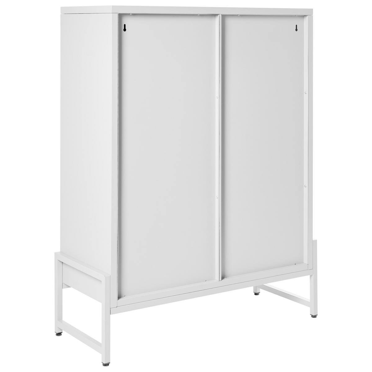 SIDEBOARD mit 2 Türen Metall Weiß Soletta - Weiß, Metall (84/108/35cm) - Beliani