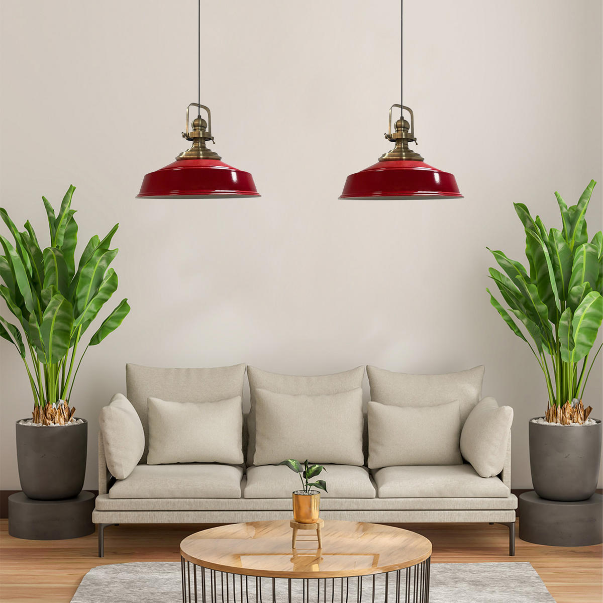 PENDELLEUCHTE Asletl 2 Flammig 41/36 cm - Rot, Metall (41/36cm) - Bamyum