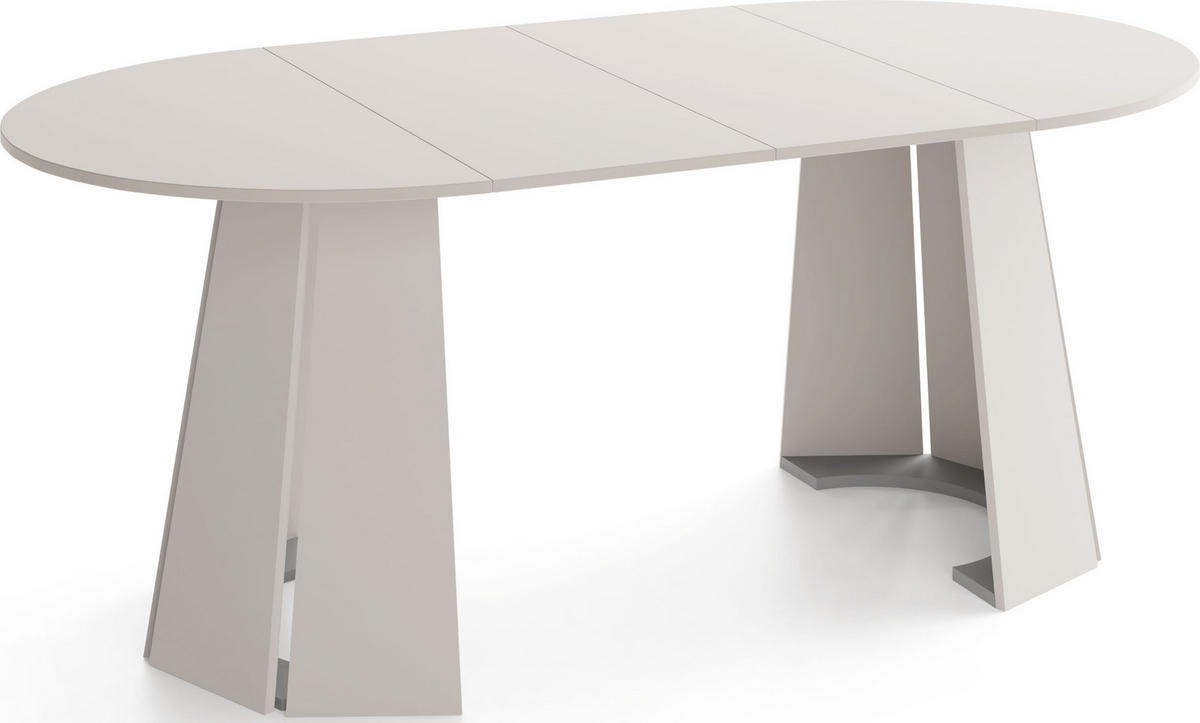 ESSTISCH Lunda rund ausziehbar verlängerbar, Kaschmir Grau-Beige 100-180/100/76 cm - Kaschmir/Schwarz, Holzwerkstoff (100/100/76cm) - WFL GROUP