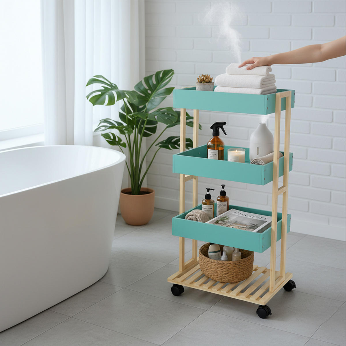 SERVIERWAGEN - Multicolor, Holz/Holzwerkstoff (40/88/30cm) - Relaxdays