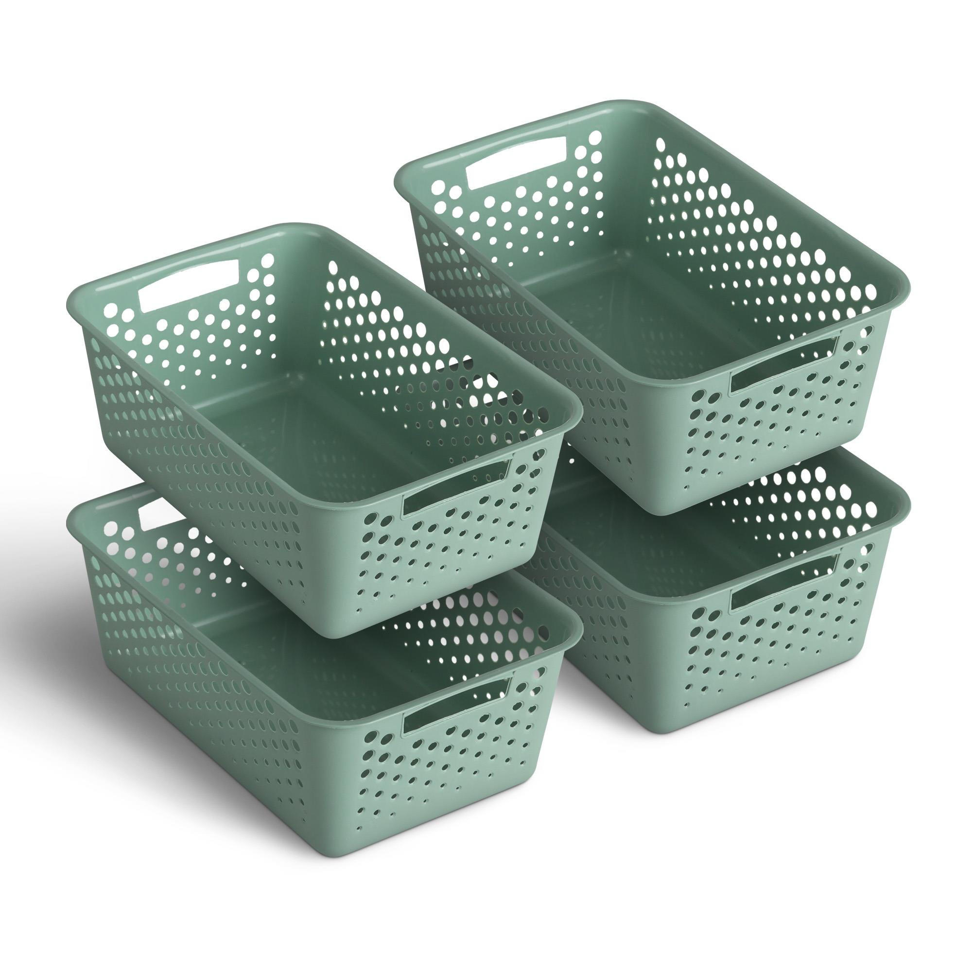 AUFBEWAHRUNGSKORB Grün 30x20x11 cm - 4er Pack - Grün, Kunststoff (20/11/30cm) - ProHome
