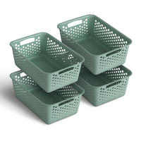 AUFBEWAHRUNGSKORB Grün 30x20x11 cm - 4er Pack - Grün, Kunststoff (20/11/30cm) - ProHome