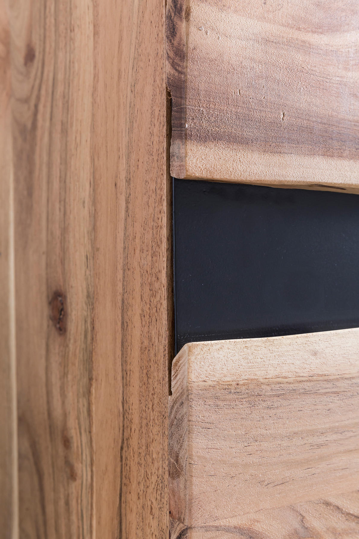 SIDEBOARD – Akazie Massivholz, 148x85x43 cm, Baumkante, Landhausstil, breit - Schwarz/Braun, Akazienholz/Holz (148/85/43cm) - KADIMA DESIGN