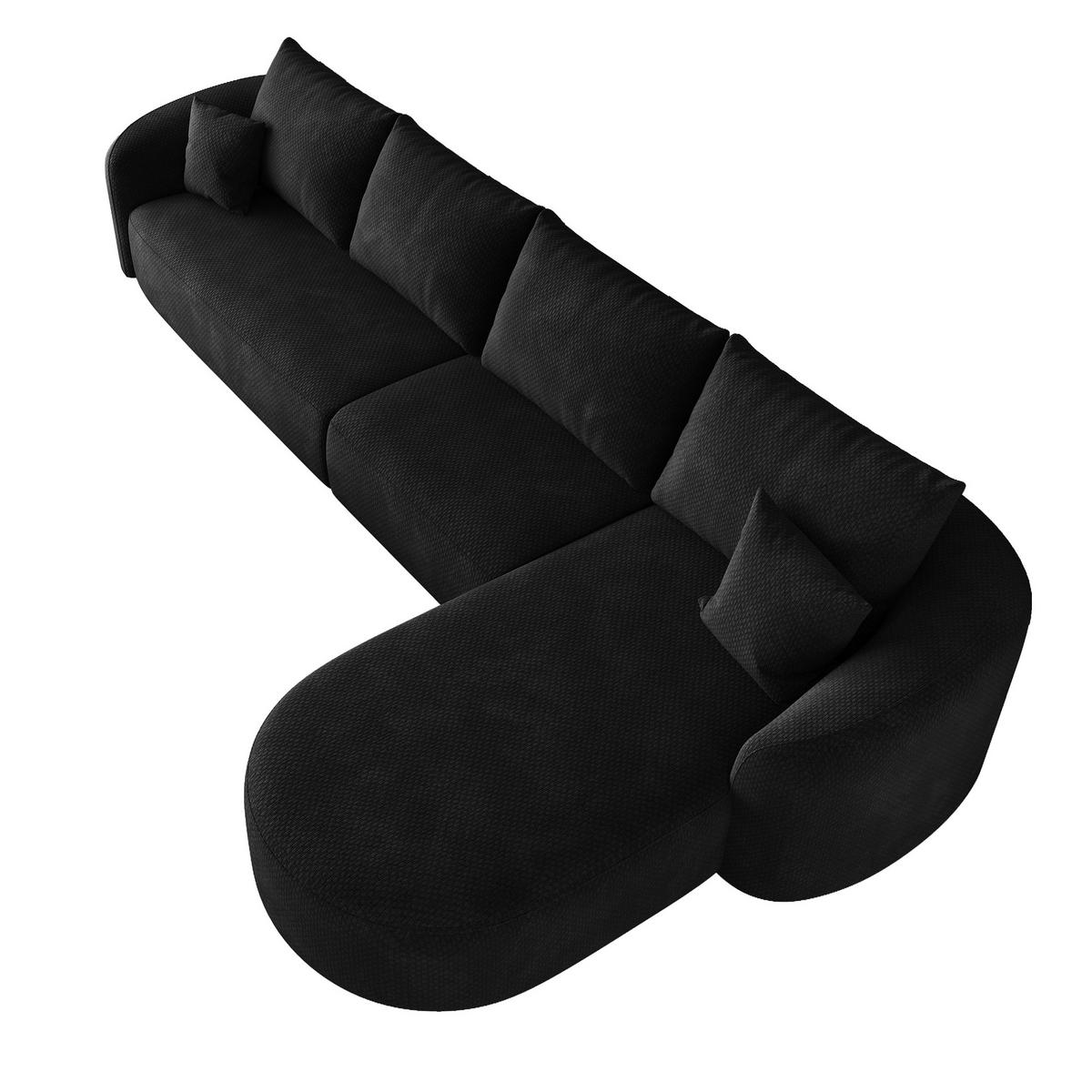 ECKSOFA 336/168/85 cm Schwarz Chenille mit Chaiselongue, Rechte Seite - Schwarz, Textil (336/168cm) - Oxeza