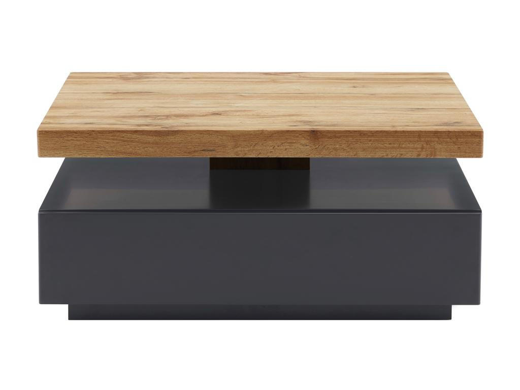 COUCHTISCH drehbar - 1 Schublade - MDF - Anthrazit & Holzfarben - KYRIA - Anthrazit, Holz (80/80/36cm) - Vente-Unique