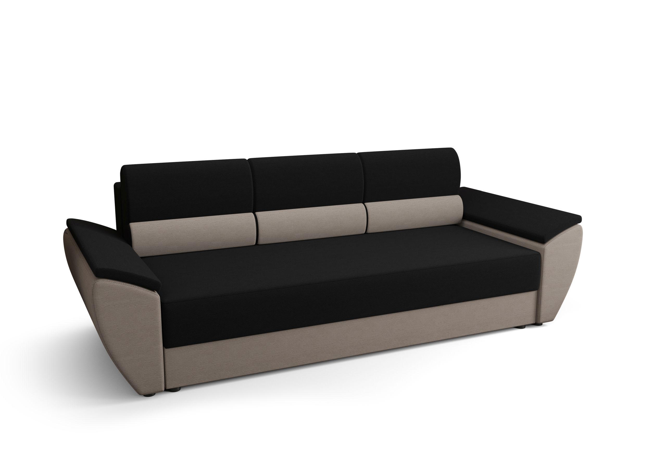 SOFA REBI BIS mit Schlaffunktion RAINBOW 15+83 mit Stauraum - Schwarz, Textil (80/78/240cm) - Bedante