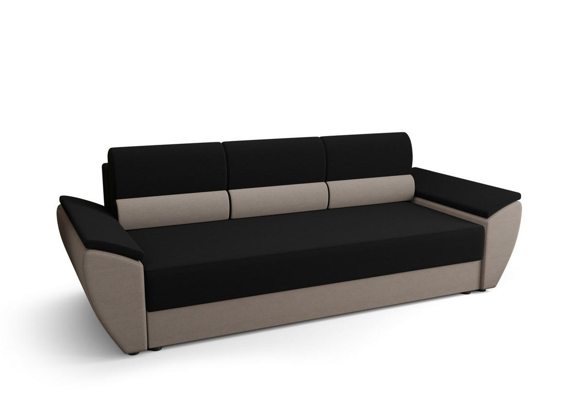 SOFA REBI BIS mit Schlaffunktion RAINBOW 15+83 mit Stauraum - Schwarz, Textil (80/78/240cm) - Bedante