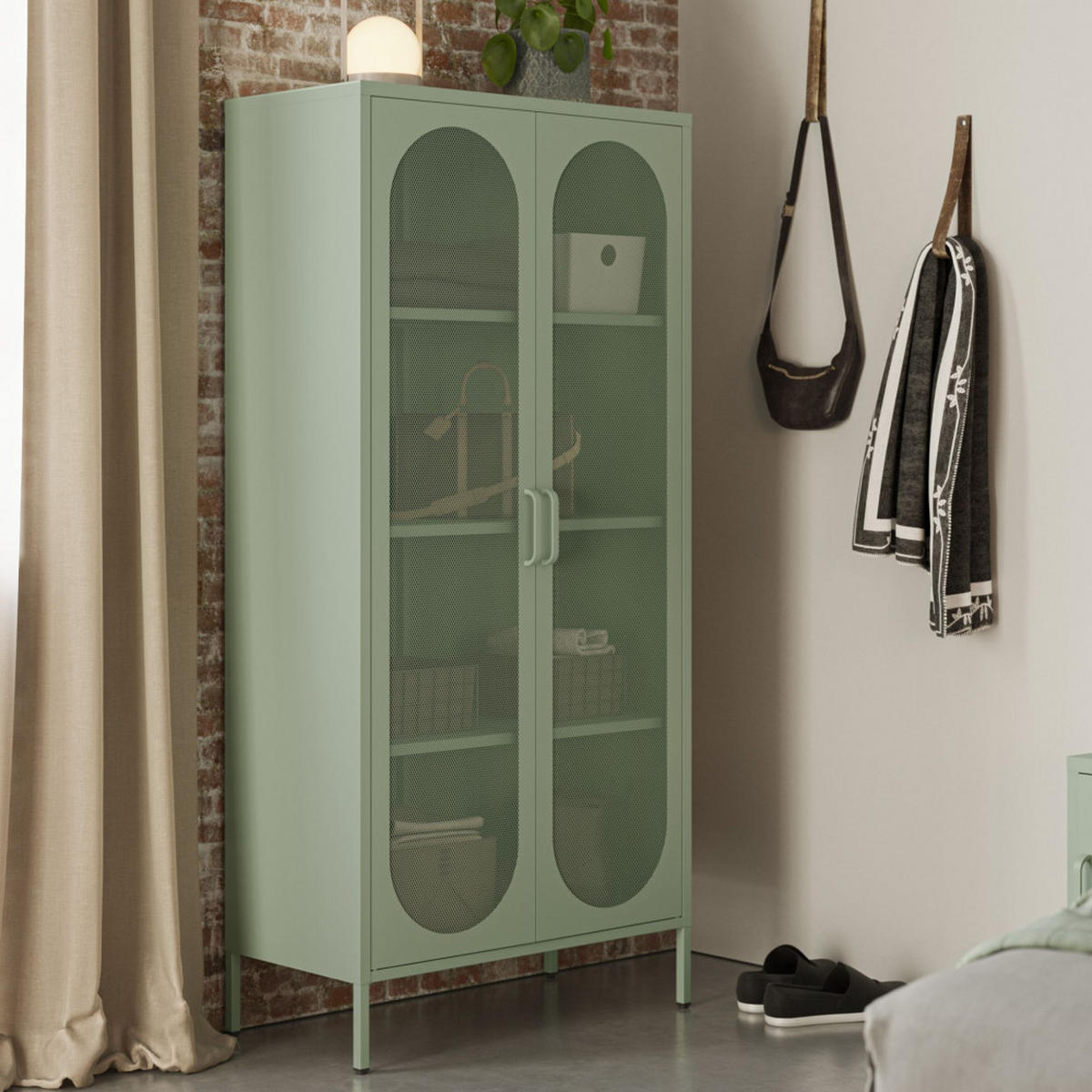 METALLVITRINE mit 2 Türen, Höhe 170 cm - Zio - Minzgrün - Mintgrün, Metall (80/170/40cm) - Drawer