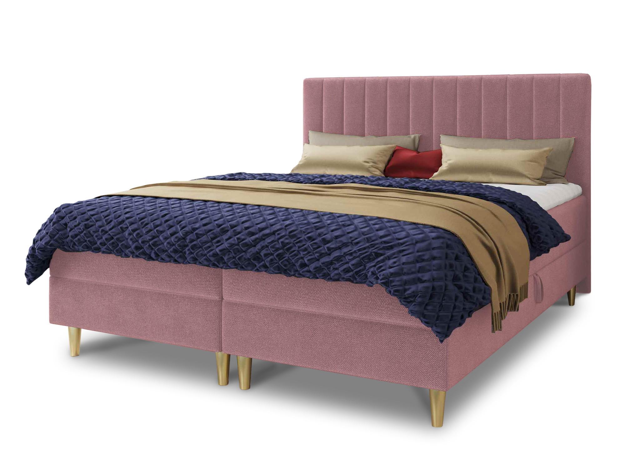BOXBETT Gold - 180x200 - pink (Manila 09, Velvet) - Pink/Gelb, Holz/Holzwerkstoff (180/200cm) - Sofnet