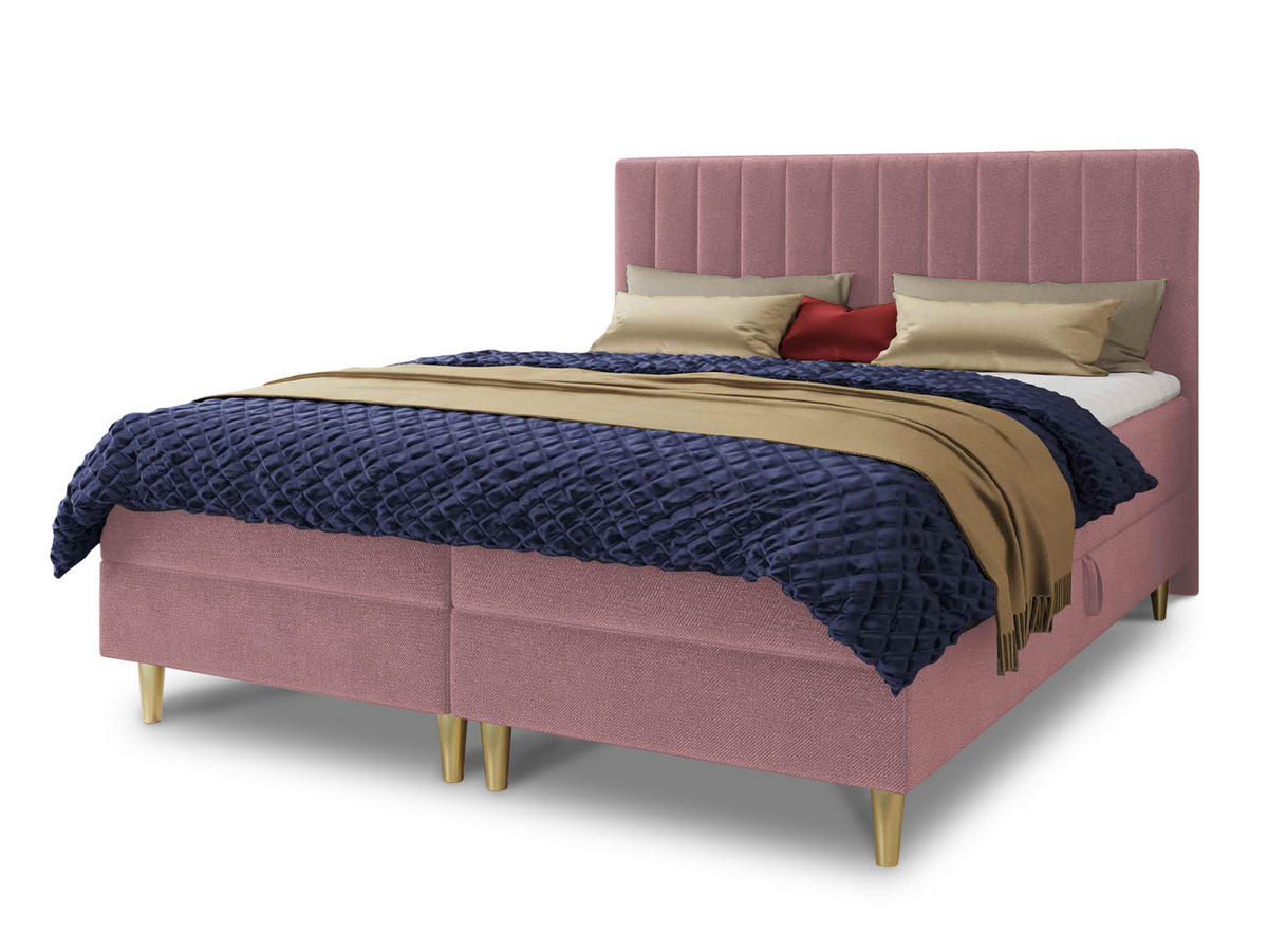 BOXBETT Gold - 180x200 - pink (Manila 09, Velvet) - Pink/Gelb, Holz/Holzwerkstoff (180/200cm) - Sofnet