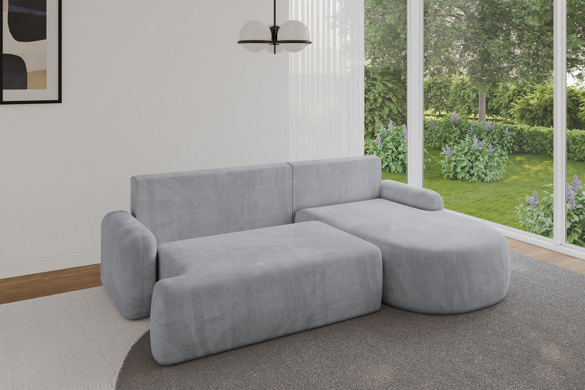 ECKSOFA mit Schlaffunktion und Bettkasten LIRA-L - 264x172x89 Grau - Grau, Holzwerkstoff/Textil (172/264cm) - ALTDECOR