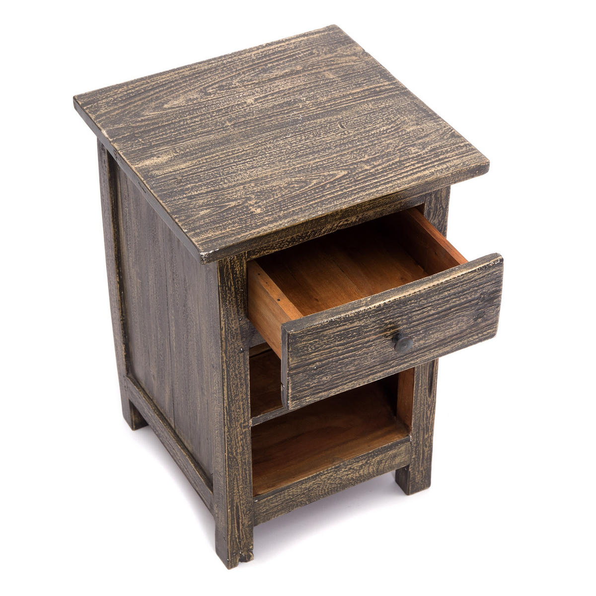NACHTTISCH Ben Mahagoni Massivholz, mit Schublade und 2 Fächern rustic braun - Braun, Holz (38/55/38cm) - CREEDWOOD