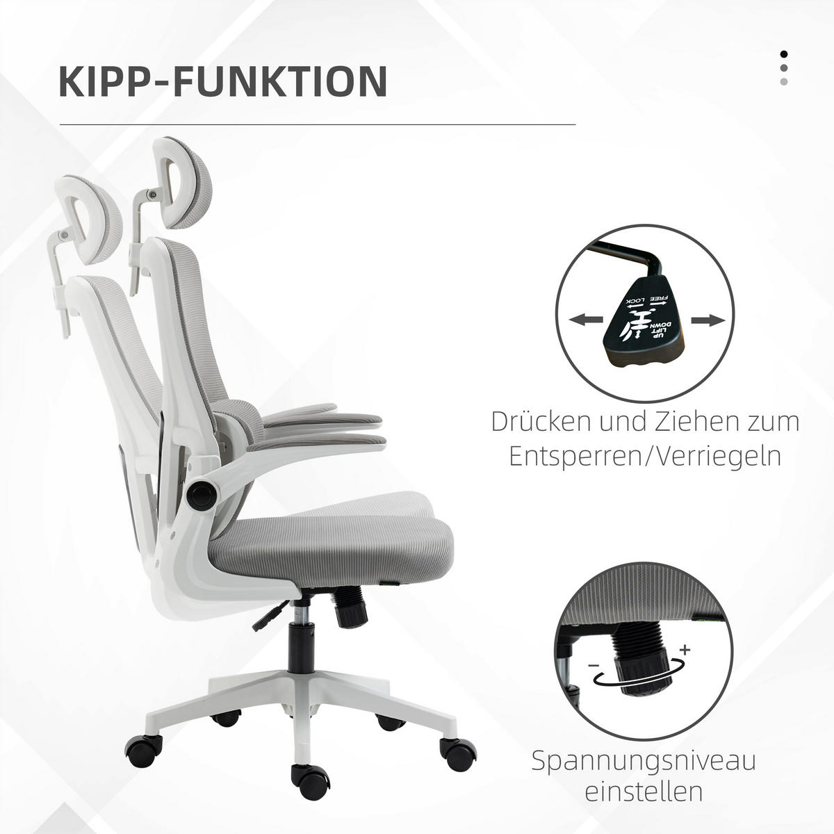 BÜROSTUHL, höhenverstellbar, verstellbare Kopfstütze, bis 120 kg, 60x59x114-122 cm, Grau - Grau, Textil (59/122/60cm)