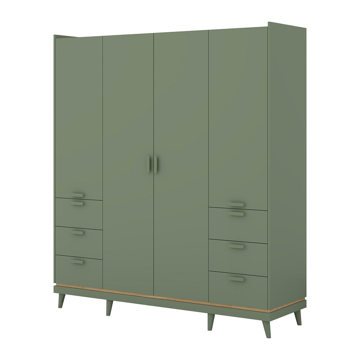 SKRIŇA 4 dvere Sandy Zelená - zelená, kompozitné drevo (190/214.5/57.4cm) - Petits-meubles