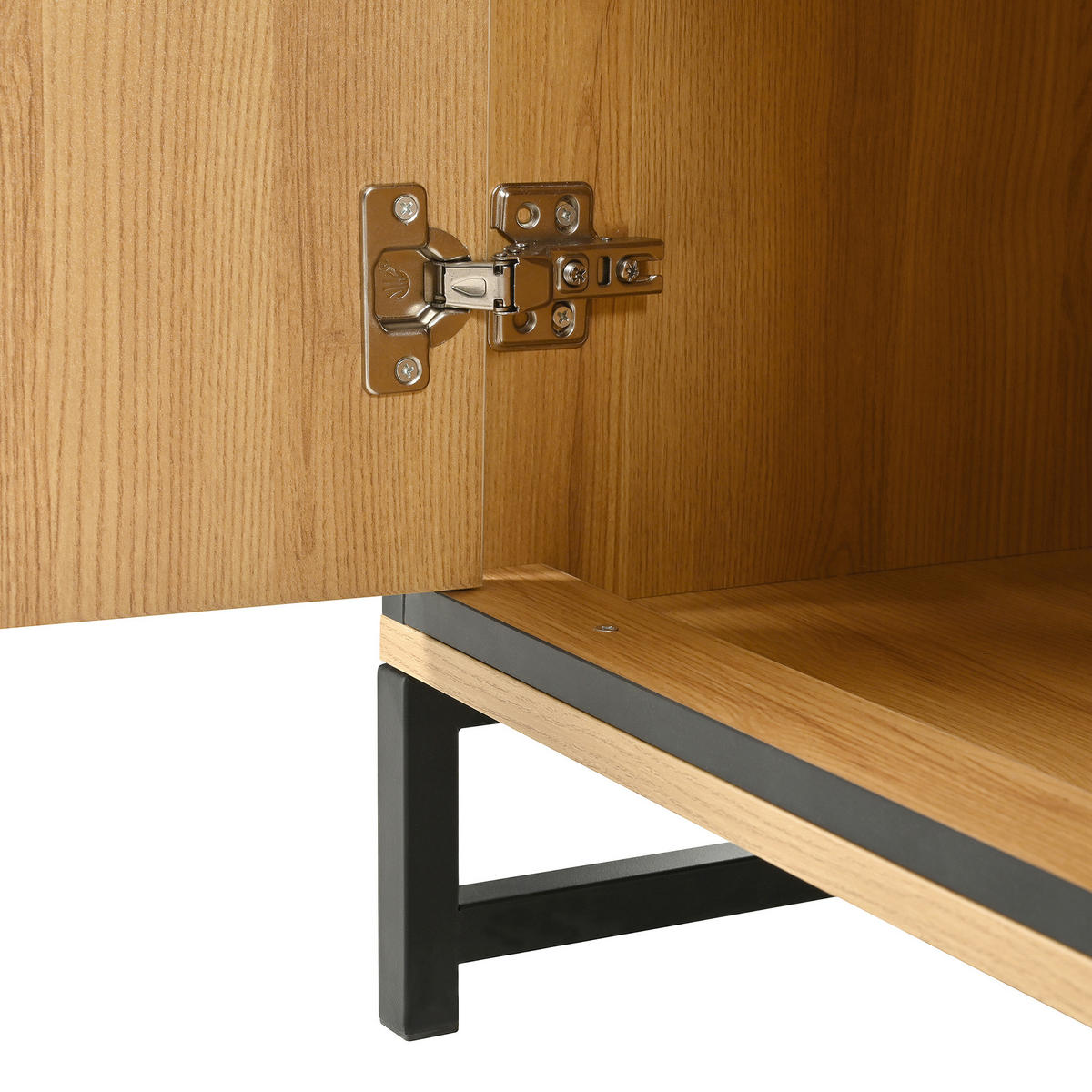 SIDEBOARD Natur und Schwarz 160/40/85 cm - Naturfarben, Holzwerkstoff (160/85/40cm) - PANGIVO