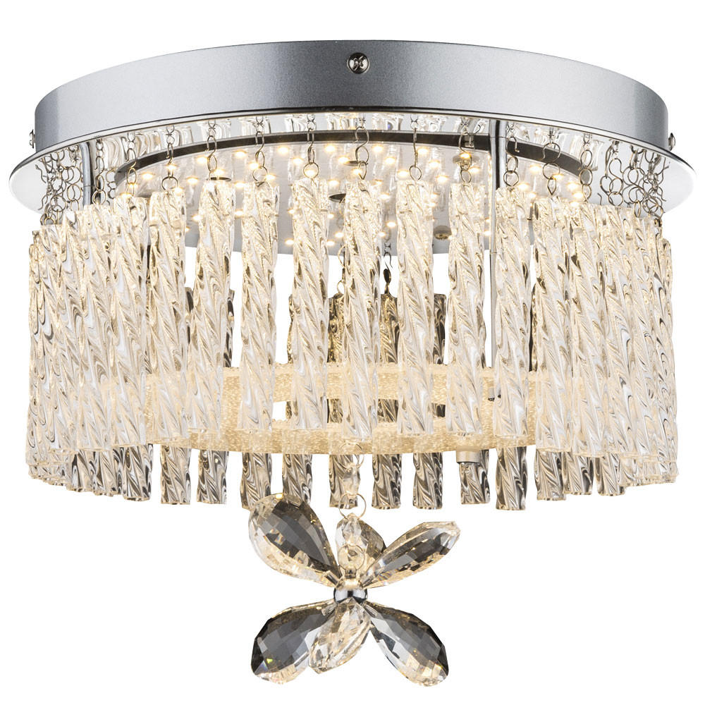 LED DECKENLEUCHTE Glas Kristalloptik Klar - Klar, Glas (28/28/22cm) - Globo Lighting