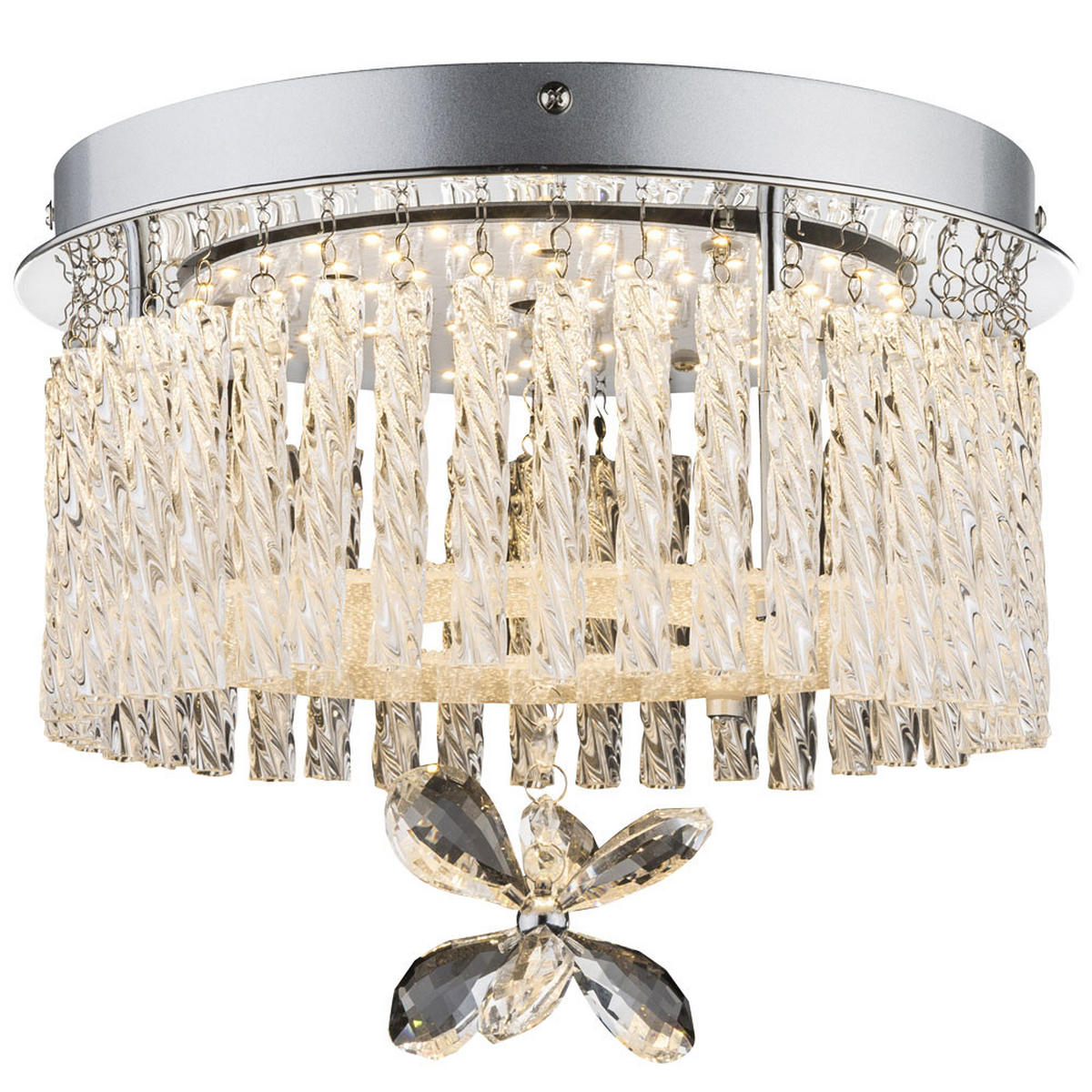 LED DECKENLEUCHTE MATHILDA Klar Kristalloptik - Klar, Glas (28/28/22cm) - Globo Lighting