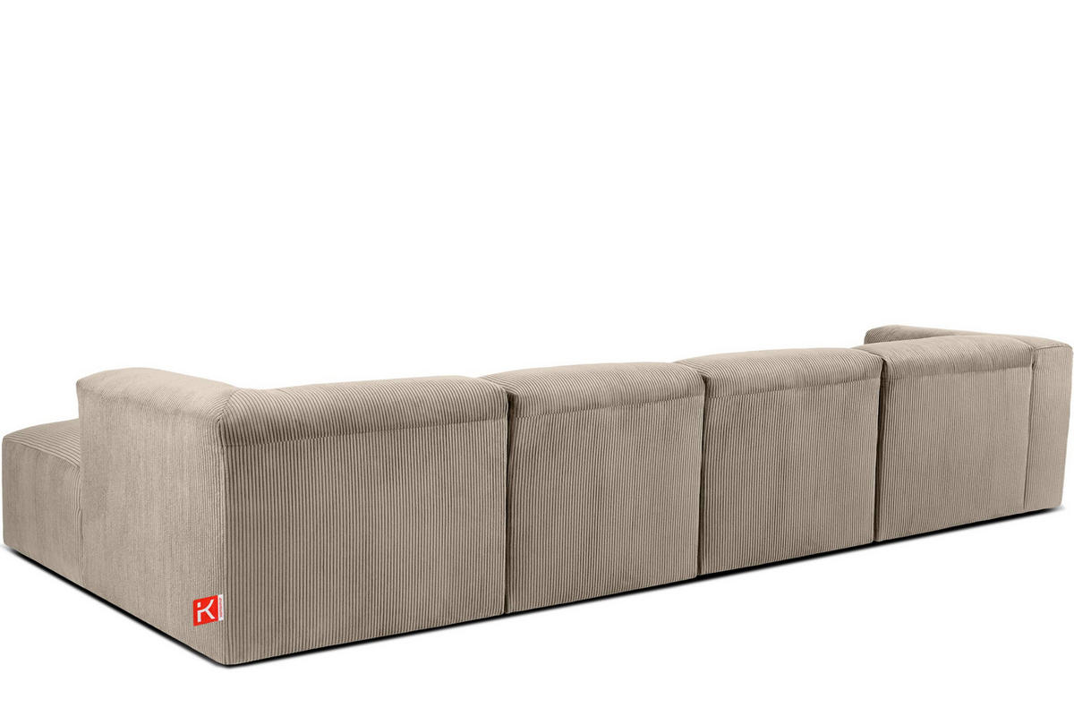 ECKMODULSOFA-RECHTS BUFFO 6-Sitzer mit extrem weicher Sitzfläche, Kordstoff, beige - Beige, Textil (377/180cm) - KONSIMO®