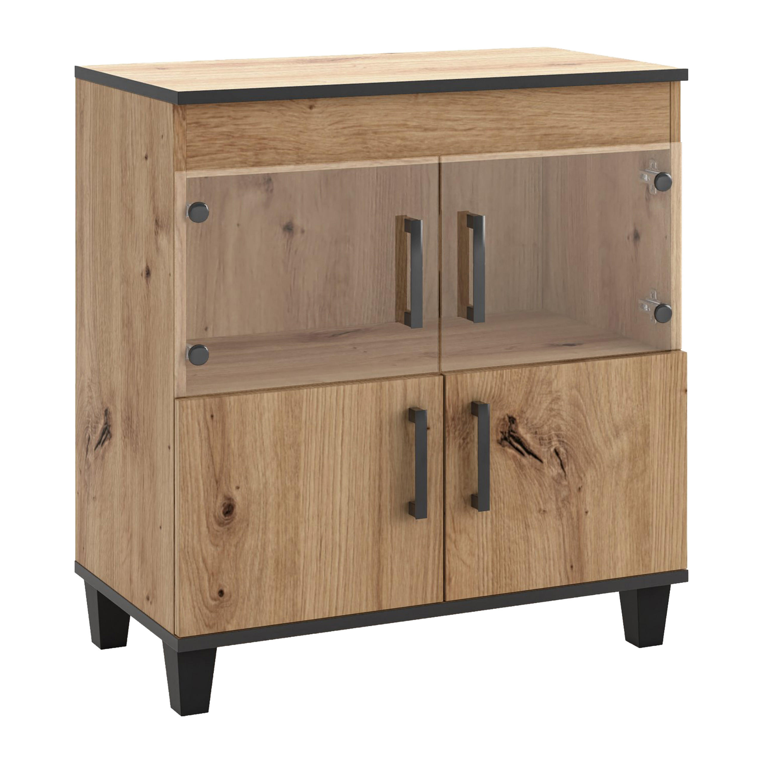 KOMODA CORTEZA, 80/90/40 cm se 4 dvířky, dub Artisan - dub artisan, kompozitní dřevo (80/90/40cm) - MASSENO