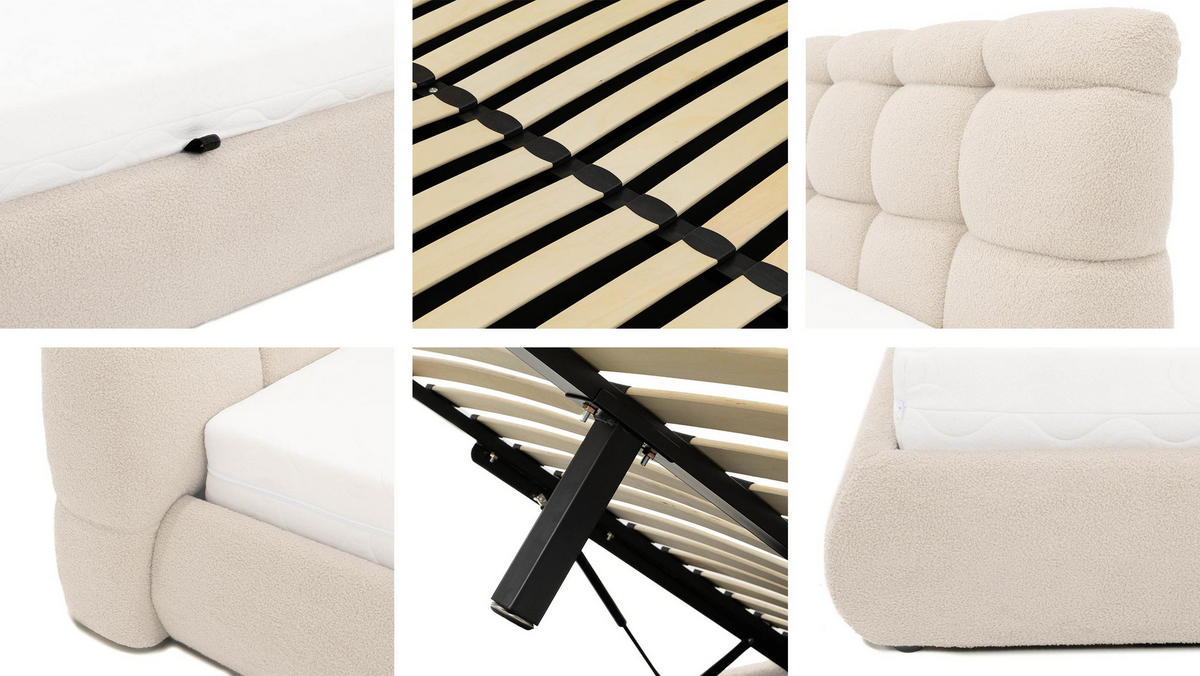 POLSTERBETT Zinot 160 8801 - Beige/Schwarz, Holzwerkstoff/Textil (160/200cm) - MIRJAN24