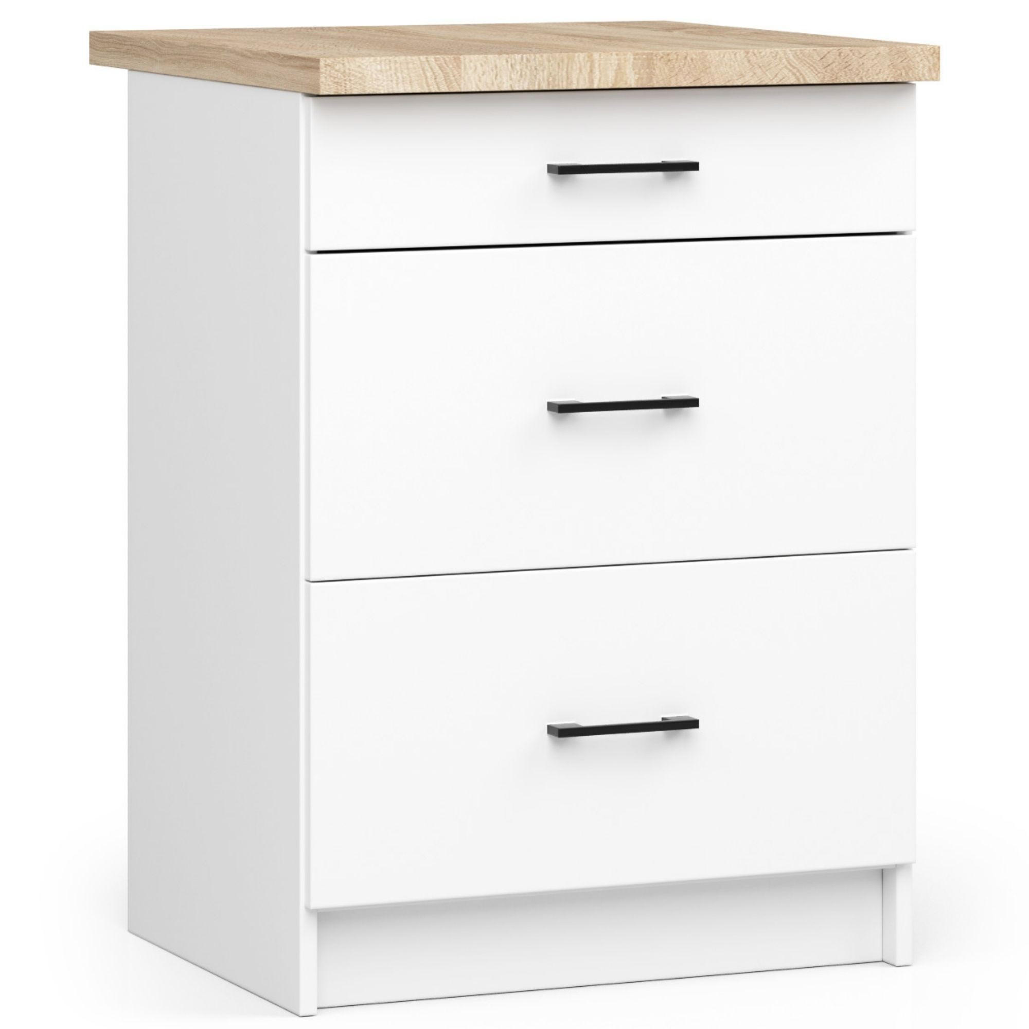 KÜCHENSCHRANK Weiß 46x60x85cm - Schwarz/Weiß, Holzwerkstoff/Kunststoff (60/85/46cm) - Akord