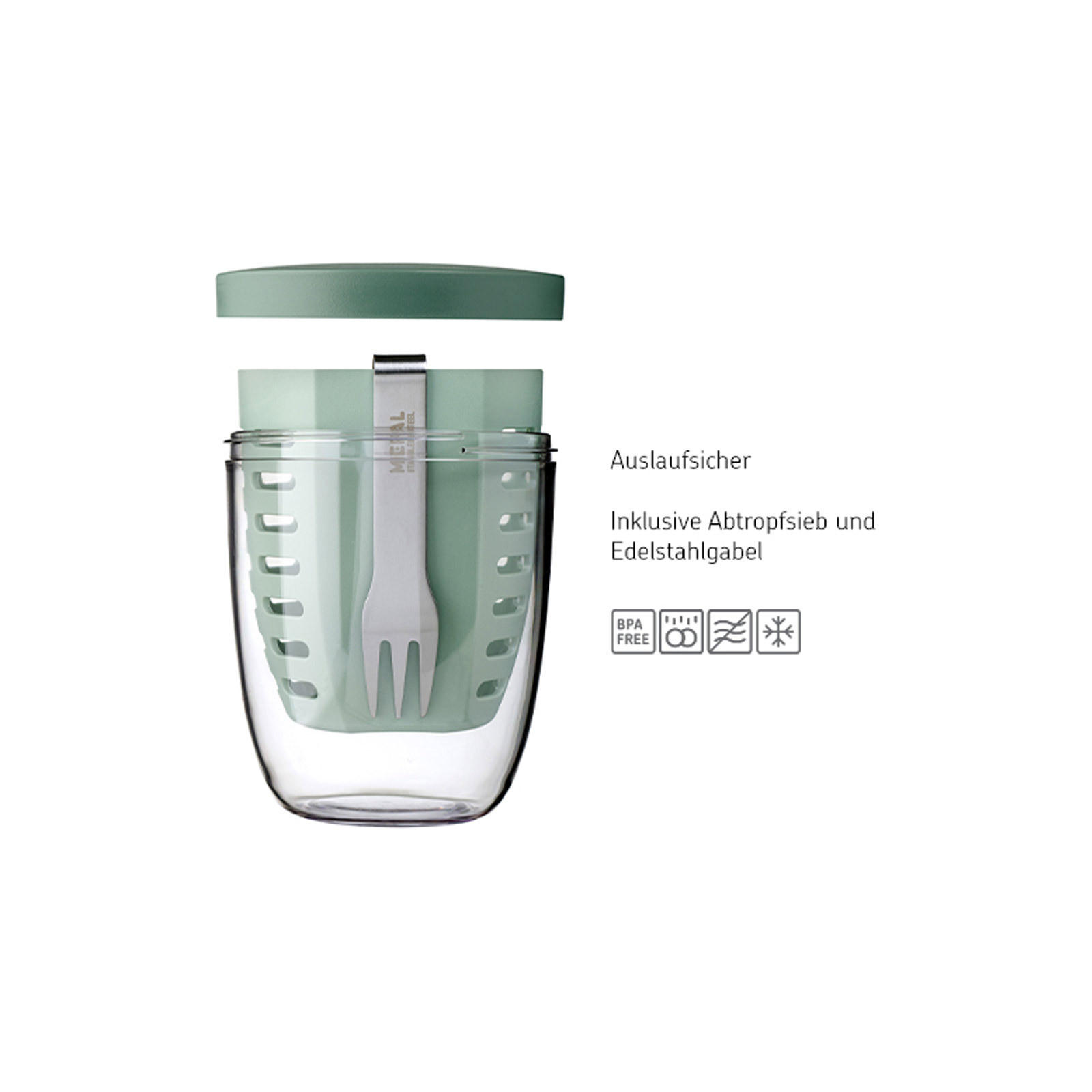 FRUITPOT Ellipse Nordic Sage 600 ml - Mintgrün, Kunststoff (10.7/12.7/10.7cm) - Mepal