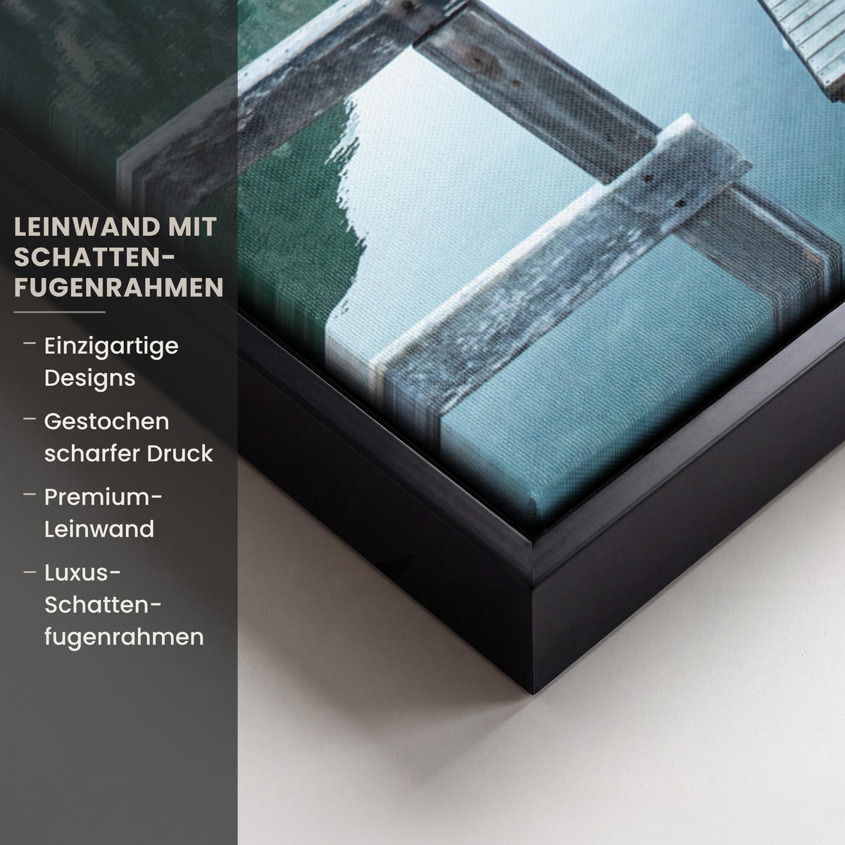 LEINWAND Bilder mit Rahmen - Natur - Berge - Schnee - Wald - Boot - 60x80 - Hellgrün, Textil (60/80cm) - MuchoWow