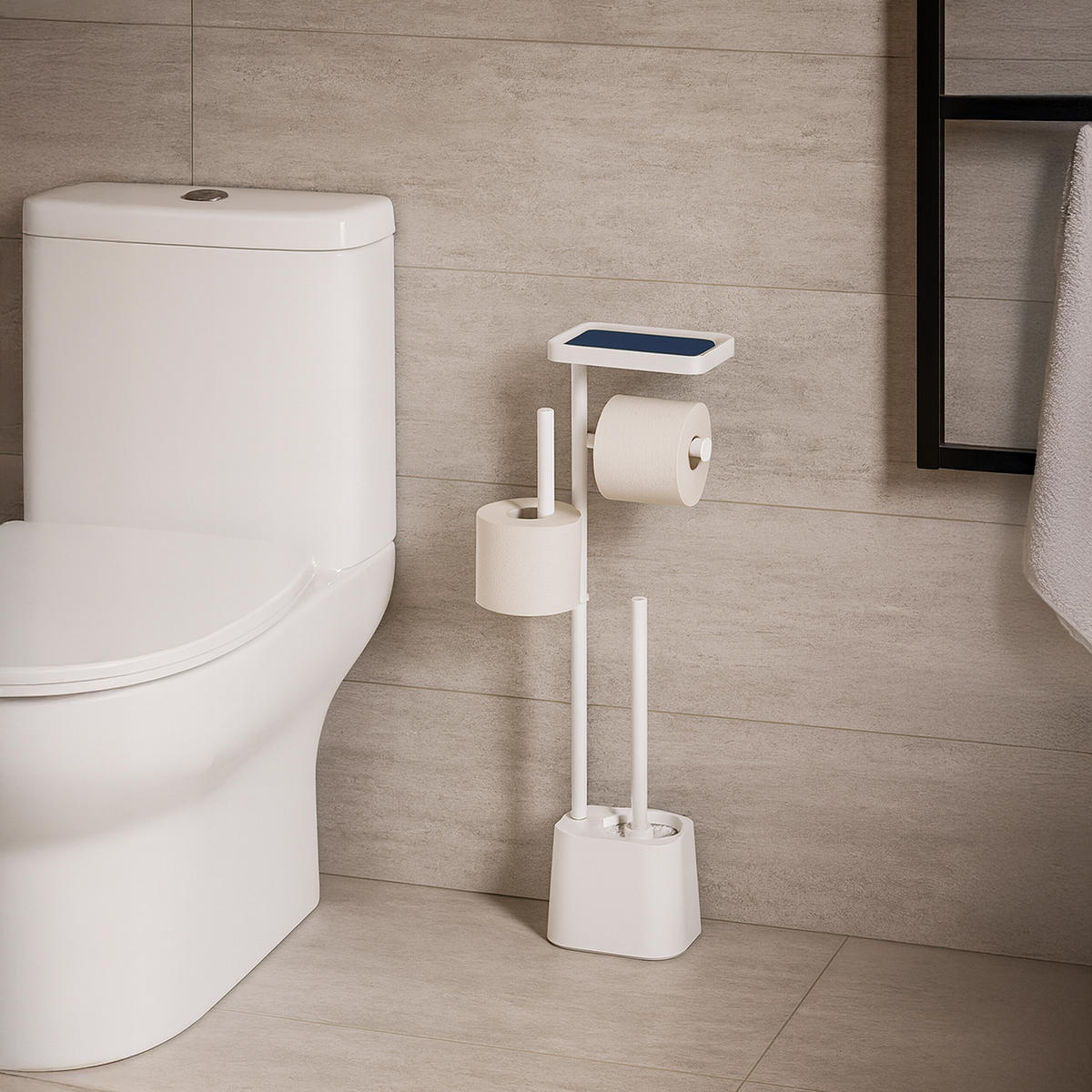 WC-GARNITUR - Schwarz, Kunststoff/Metall (29/65.5/11.5cm) - Relaxdays