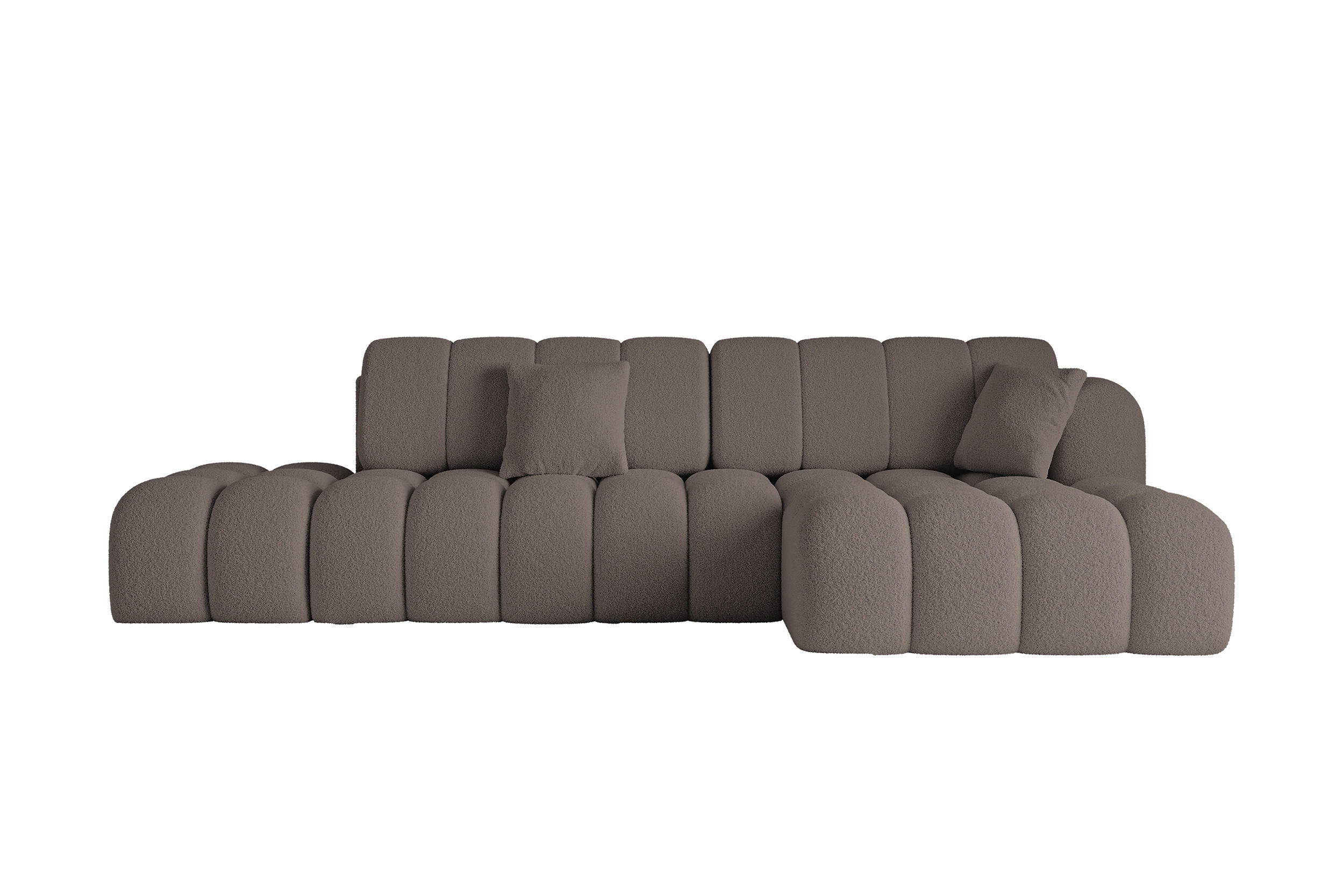 ECKSOFA mit Schlaffunktion Ottomane RECHTS OLEA-L2 321x164x75 Braun Bouclé - Schwarz/Braun, Holzwerkstoff/Kunststoff (164/321cm) - ALTDECOR