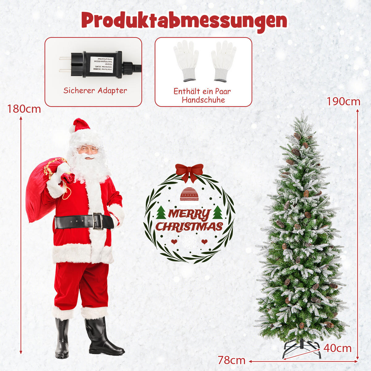 WEIHNACHTSBAUM 190cm Grün - Grün, Metall (190cm) - COSTWAY