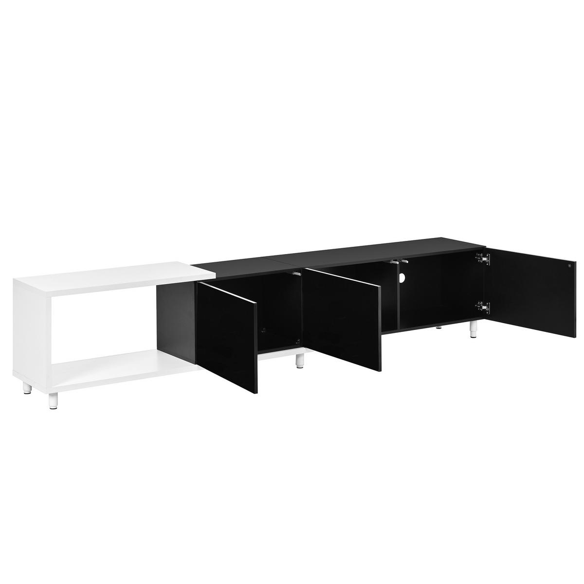 TV-ELEMENTAUSZIEHBARER 258x38x48,5cm TVLowboard Hochglanz SchwarzWeiß - Schwarz, Holz (48.31/22.3/69.01cm) - Raelunyi