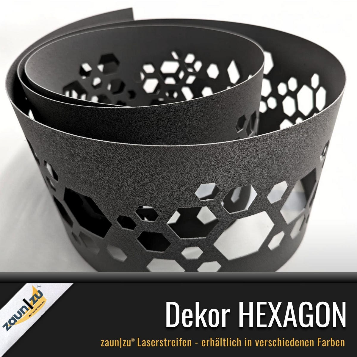 SICHTSCHUTZSTREIFEN PREMIUM Dekor Hexagon Einzelstreifen Weiß 2,55m - Weiß, Kunststoff (255/19cm) - ZAUN|ZU