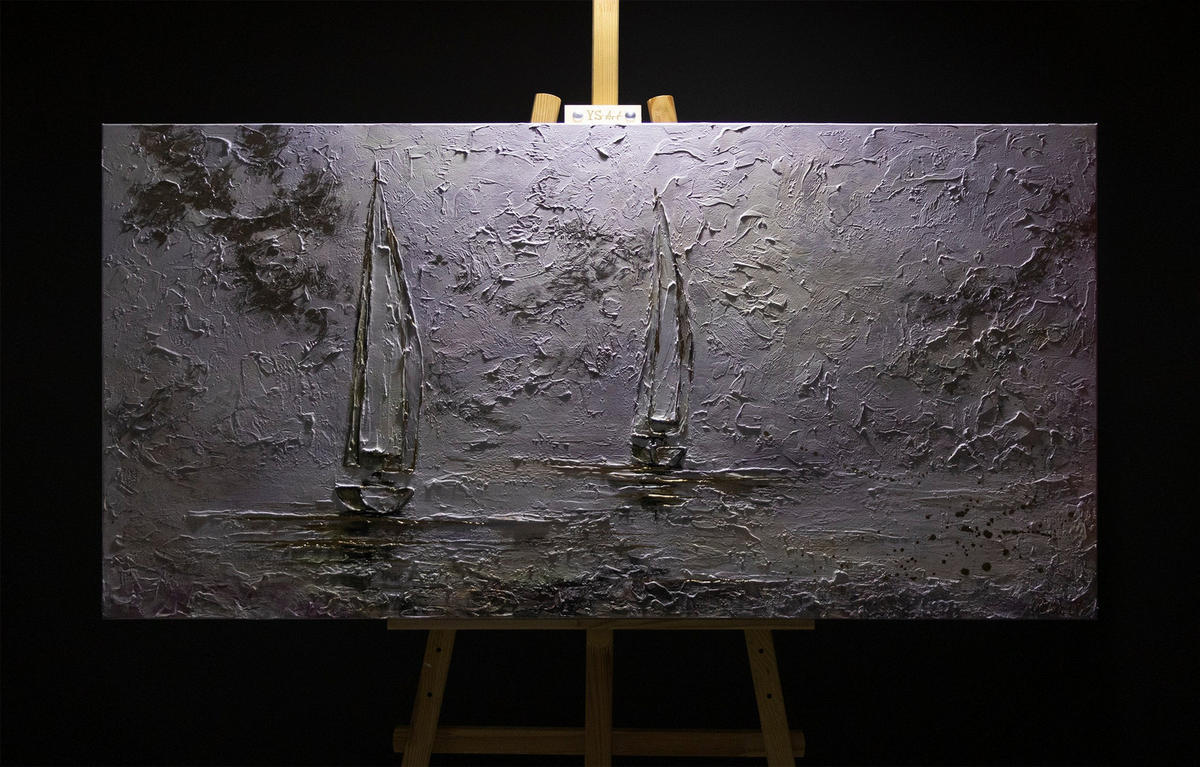 GEMÄLDE Morgendämmerung auf Keilrahmen 100x50 cm - Ecru, Holz (100/50cm) - YS-art gallery