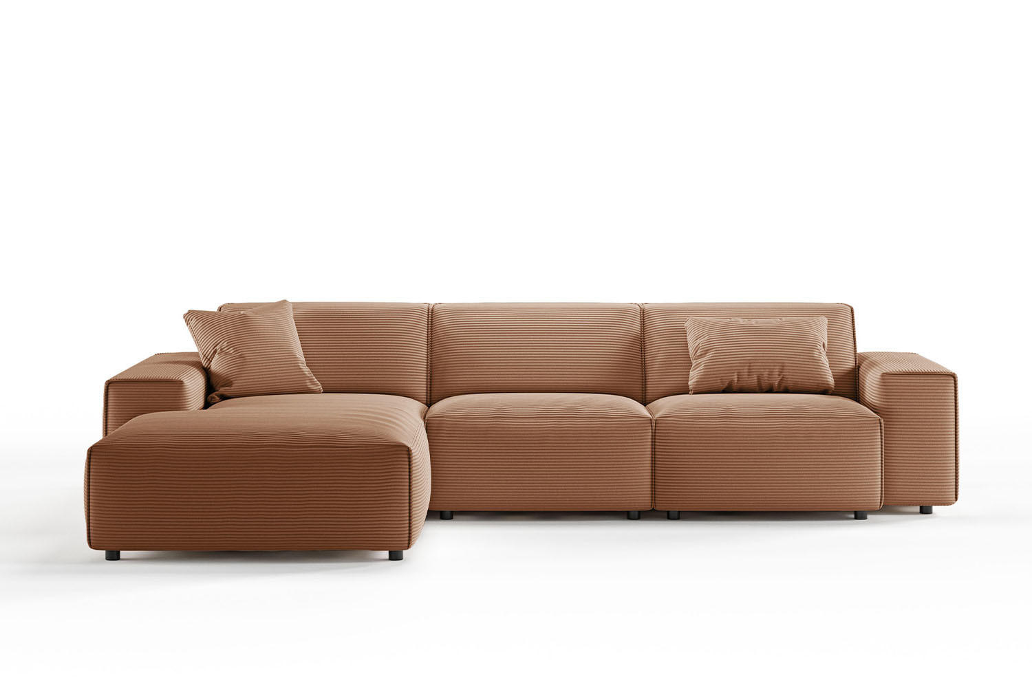 ECKSOFA RANI Braun Cord - Dunkelbraun/Schwarz, Kunststoff/Textil (299/189cm) - KAWOLA