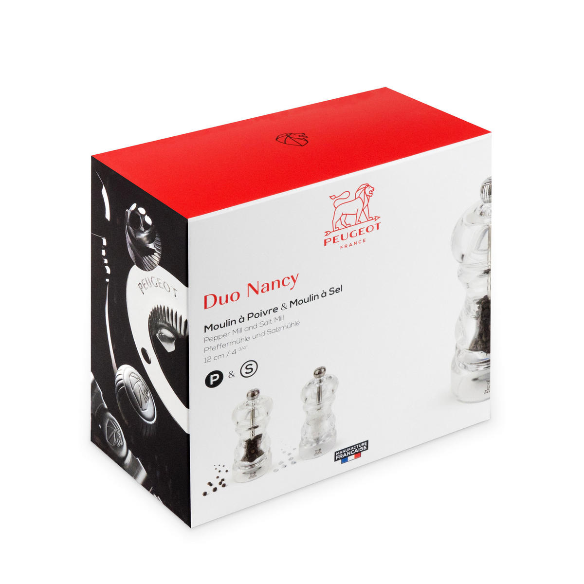 MÜHLENSET Nancy 12cm Pfeffer- & Salzmühle Acryl Stahlmahlwerk - Transparent, Kunststoff (11/12/5.5cm) - PEUGEOT