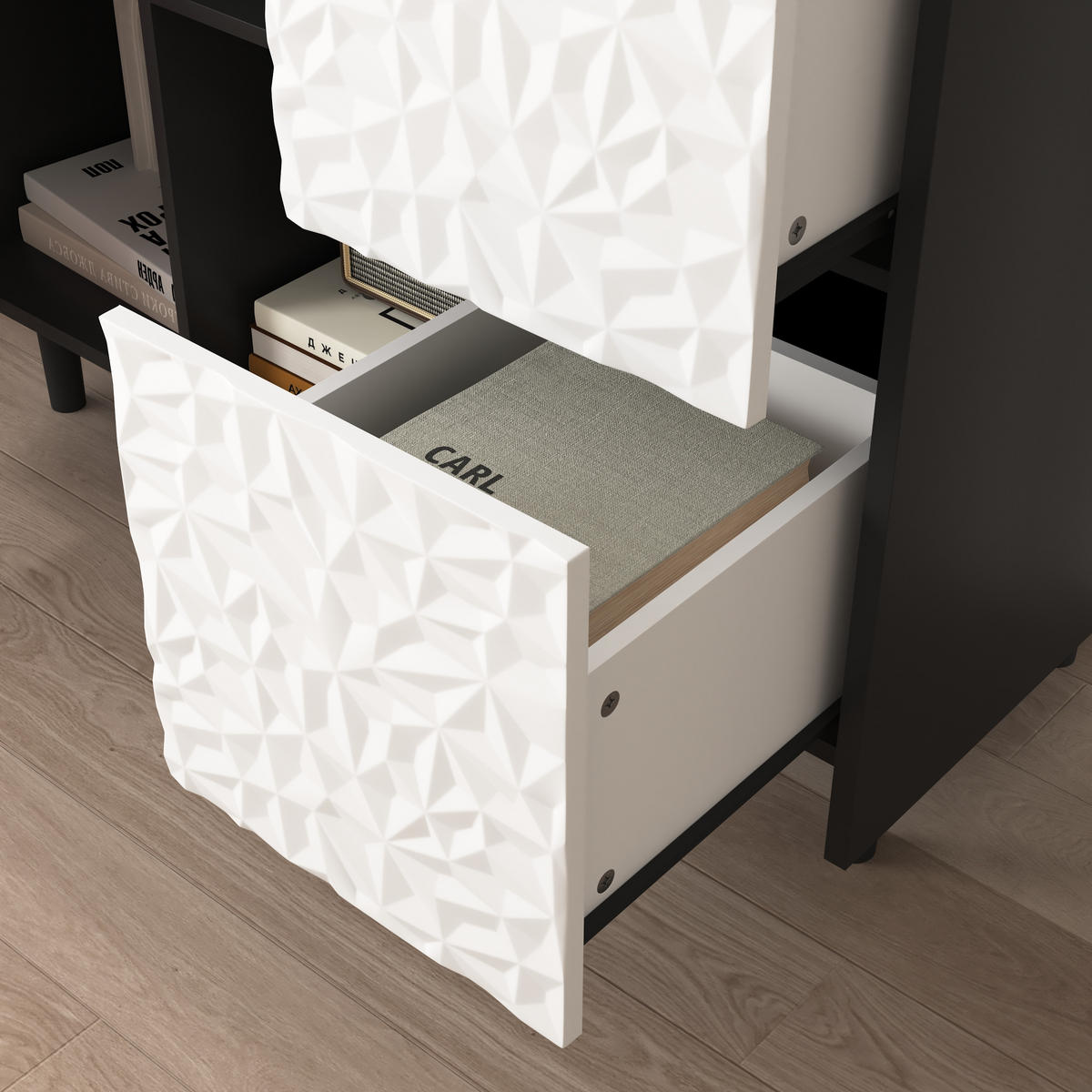 SIDEBOARD Schwarz/Rot 90/40/80 cm - Schwarz, Holzwerkstoff (90/80/40cm) - PANGIVO