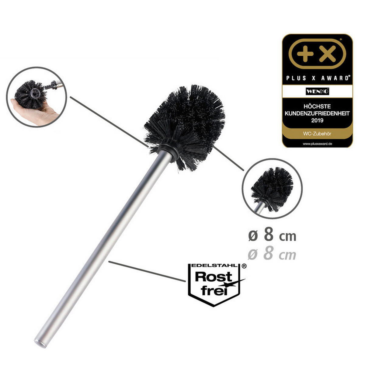 WC-GARNITUR 3in1 Rivalta 23/18/70 cm - Silberfarben, Naturmaterialen (18/70/23cm) - Wenko