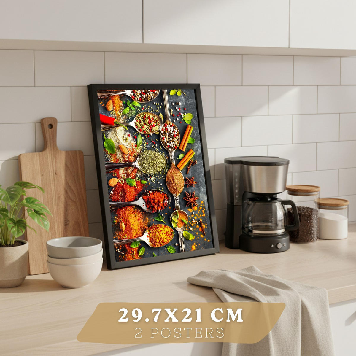 PLAKAT Sada 2 Lžíce A4 Černý rám - černá, papír (29.7/1/21cm) - Nacnic