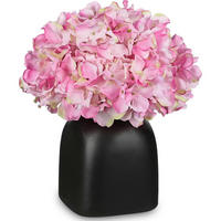 KUNSTBLUMEN Hortensien mit Beeren in schwarzer Keramikvase 31 cm - Rosa, Keramik (33cm)