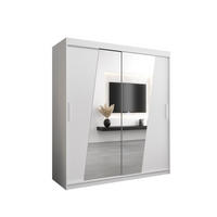 SCHWEBETÜRENSCHRANK 200/180/62 2-türig - Silberfarben/Weiß, Holz/Kunststoff (180/200/62cm) - Abiks Möbel