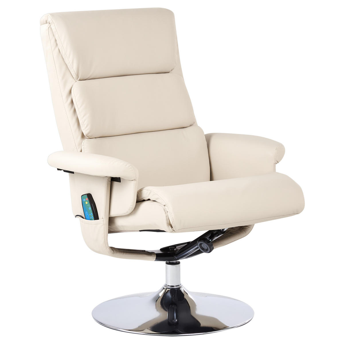 MASSAGESTUHL mit Fußstütze Kunstleder Hellbeige Legend - Beige, Kunststoff (76/100/58cm) - Beliani