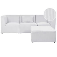 3-SITZER-SOFA Cord cremeweiß mit Ottomane Lemvig - Weiß, Textil (250/78/83cm) - Beliani