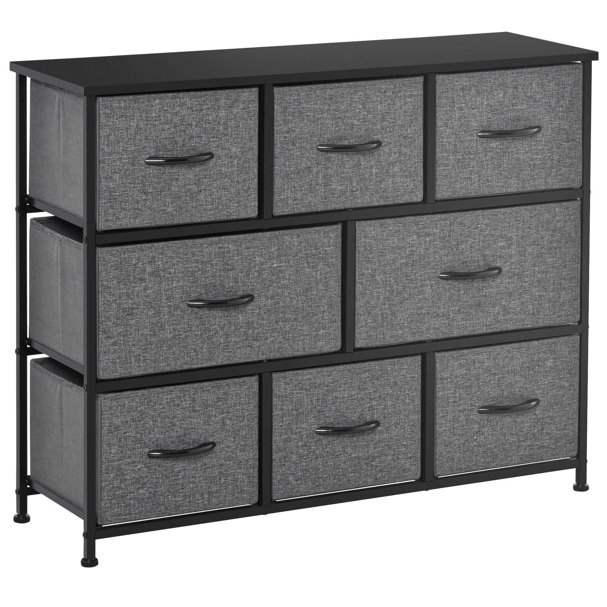 HOMCOM KOMODA s 8 látkovými zásuvkami, moderní design, tmavě šedá