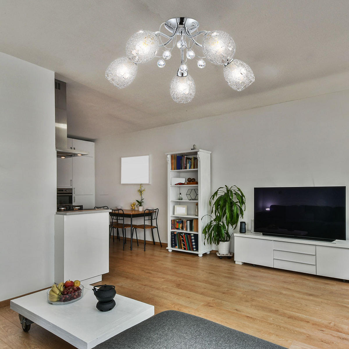 LED DECKENLEUCHTE Metall Weiß - Silberfarben, Metall (54/54/22cm) - Globo Lighting