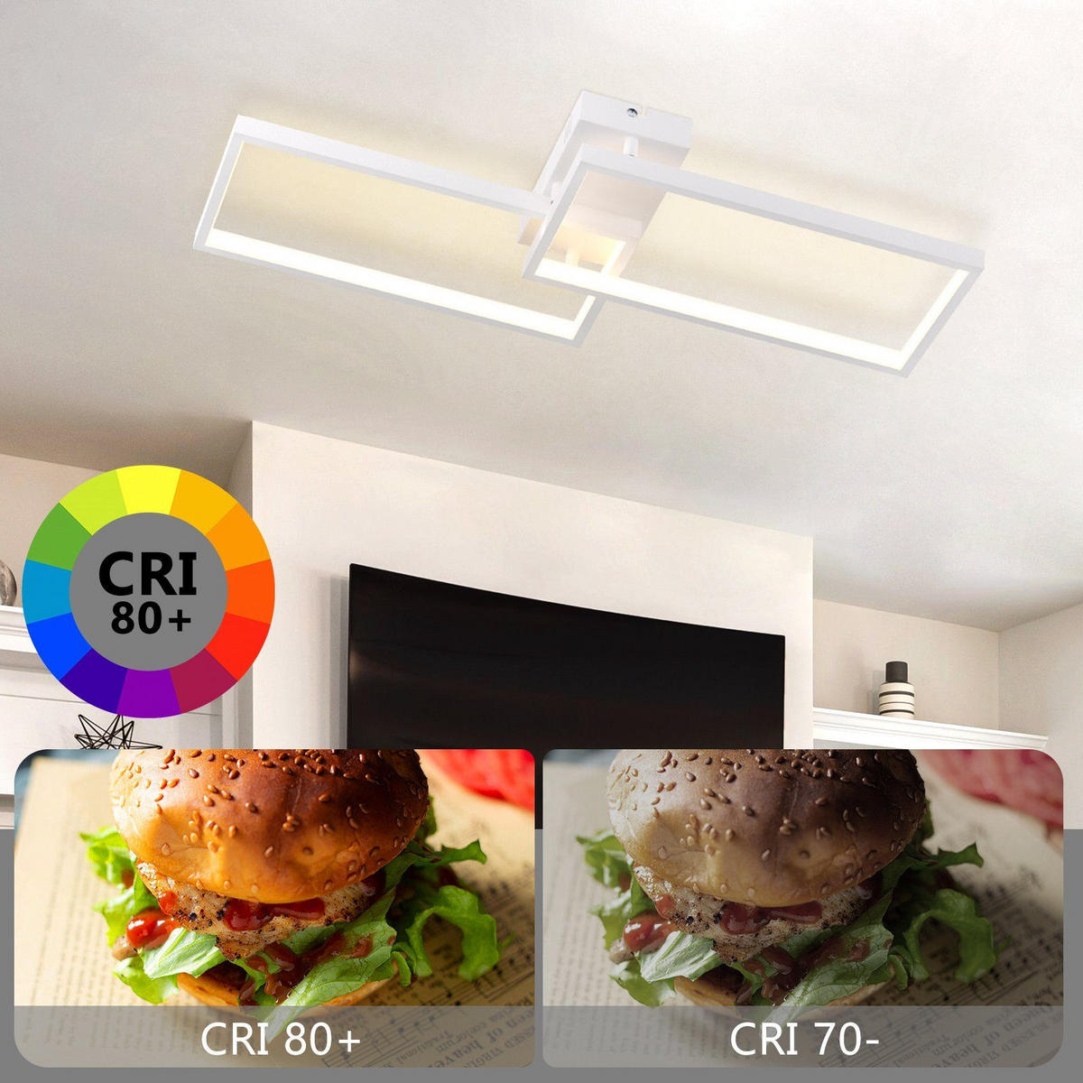 LED-DECKENLEUCHTE Edith 80/39/7.5 cm - Weiß, Kunststoff (80/39/7.5cm) - Nettlife