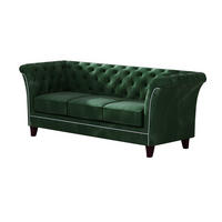 CHESTERFIELD-SOFA 3-Sitzer Fusion Grün Samt - Smaragdgrün/Braun, Holz/Textil (237/75/82cm) - S-Style Möbel